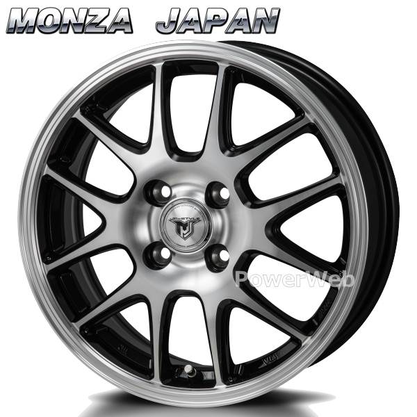 [ホイールのみ単品4本セット] MONZA JAPAN JP STYLE MJ02 14インチ×4.5J PCD：100 穴数：4 インセット：45 ブラックメタリック/ポリッシュ