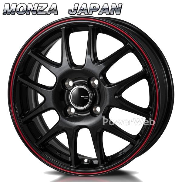 [ホイールのみ単品4本セット] MONZA JAPAN JP STYLE JEFA 15インチ×4.5J PCD：100 穴数：4 インセット：45 パールブラック/レッドライン