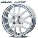 ホイールのみ単品4本セット MONZA JAPAN JP STYLE JEFA 15インチ×4.5J PCD：100 穴数：4 インセット：45 パールホワイト/ブルーライン