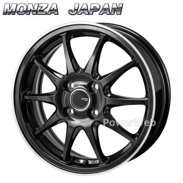  MONZA JAPAN JP STYLE R10 12インチ×4.0J PCD：100 穴数：4 インセット：42 パールブラック/フランジカットポリッシュ