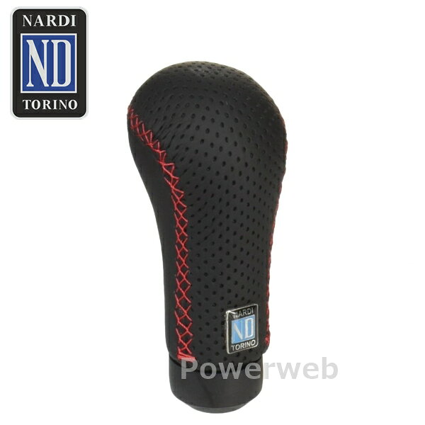 Mt - NARDI (ナルディ) NN6 シフトノブ ブラックパンチング/スムースレザー レッドステッチ PRESTIGE 【正規品】