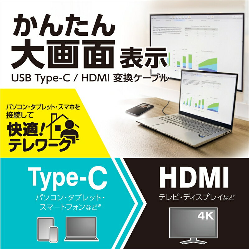 tama's TSK88K Type-C/HDMI変換ケーブル 2.0m ブラック 多摩電子工業 タマズ