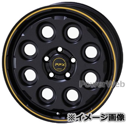 KYOHO PPX Mil:8 17インチ 7.0J PCD:114.3 穴数:5 inset:38 セミグロスブラック/イエローライン (ミルエイト) 共豊 [ホイール4本セット]