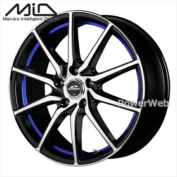 MID SCHNEIDER RX810 (シュナイダー) 17インチ 7.0J PCD:100 穴数:5 inset:50 ブラックポリッシュ/アンダーカットブルー [ホイール4本セット]