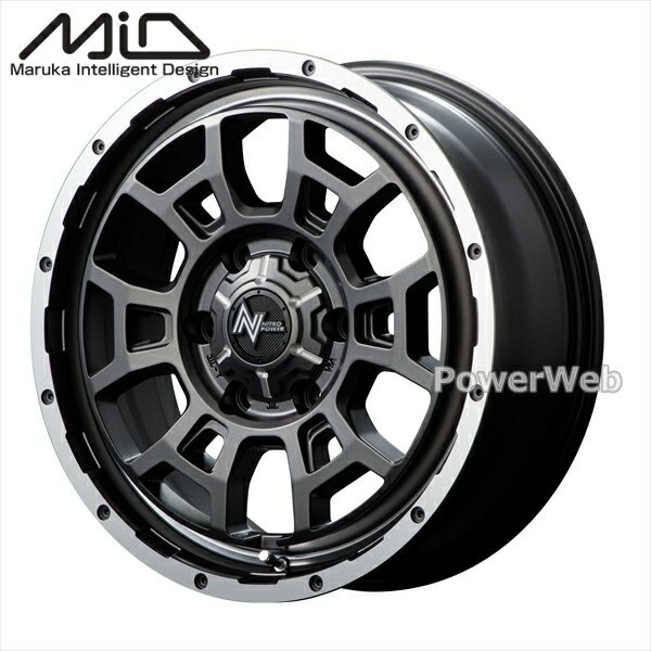 MID NITRO POWER H6 SLUG (ナイトロ パワー スラッグ) 16インチ 6.5J PCD:139.7 穴数:6 inset:48 セミグロスガンメタ/フランジDC/リムヴァーレイ [ホイール4本セット]