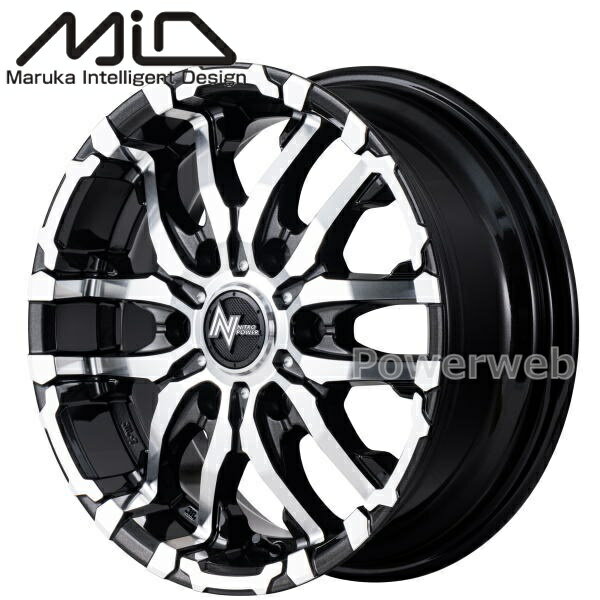MID NITRO POWER M26 CROSSFANG 15インチ 6.0J PCD:139.7 穴数:6 inset:45 ブラックメタリック/ミラーカット [ホイール1本]