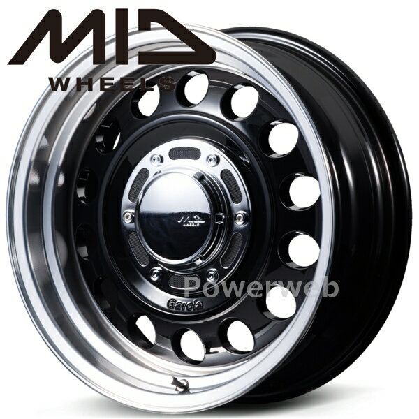 MID WHEELS Garcia CISCO TypeII 16インチ 5.5J PCD:139.7 穴数:5 inset:20 ブラック/リムポリッシュ (ガルシア シスコ タイプ2) [ホイール1本]