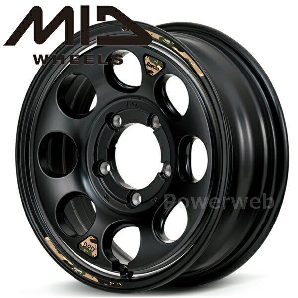樂天商城 - MID WHEELS×DOD ウシャリン 16インチ 5.5J PCD:139.7 穴数:5 inset:20 セミグロスブラック/リムヴァーレイポリッシュ [ホイール1本]