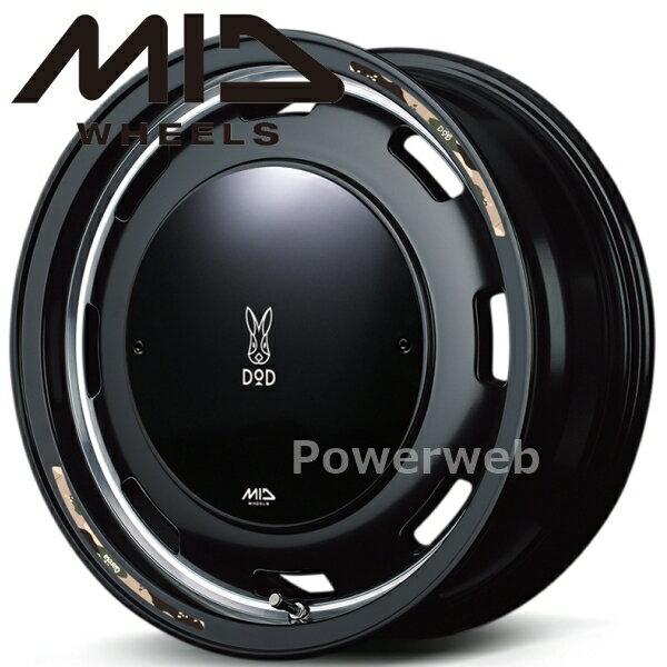 MID WHEELS×DOD ウシャリントバリ 16インチ 5.5J PCD:139.7 穴数:5 inset:20 セミグロスブラック/リムヴァーレイポリッシュ [ホイール4本セット]