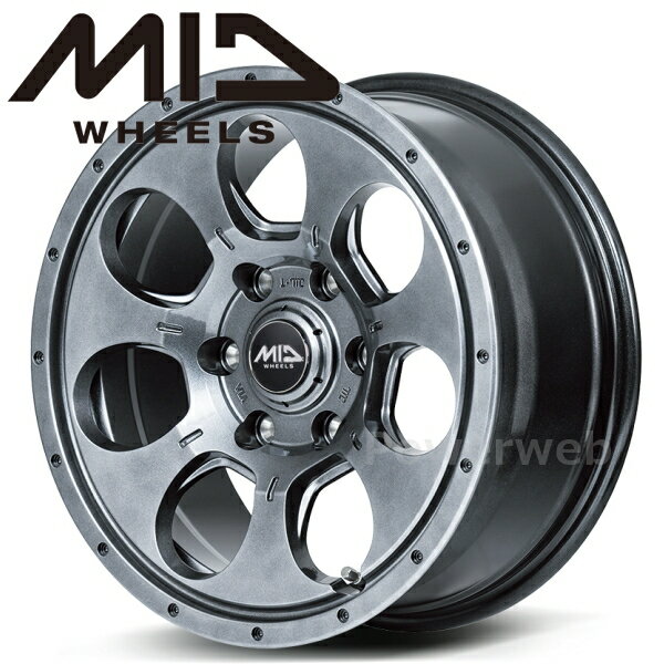 乐天商城 - MID MUD AGENT 15インチ 6.0J PCD:139.7 穴数:6 inset:33 メタリックグレー マッドエージェント [ホイール1本]