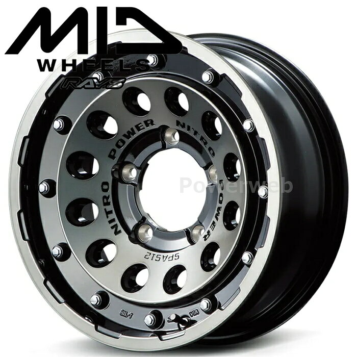 乐天商城 - MID NITRO POWER H12 SHOTGUN (ショットガン) 16インチ 6.0J PCD:139.7 穴数:5 inset:-5 ブラッククリア/マシニング (BKM) マルカサービス [ホイール1本]