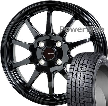 WINTER MAXX 02 175/65R14 82Q DUNLOP ■G.speed G04 HOT STUFF メタリックブラック 14×5.5 100/4H +45 スタッドレス＆ホイールセット