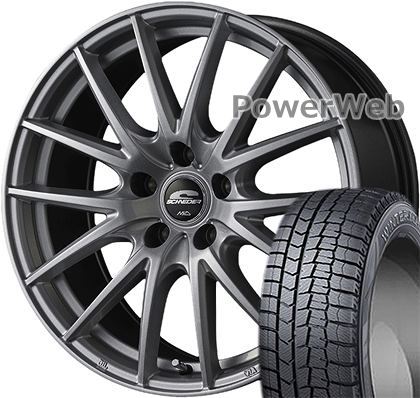 WINTER MAXX 02 225/45R17 91Q DUNLOP ■SCHNEIDER SQ27 MID メタリックシルバー 17×7.0 100/5H +50 スタッドレス＆ホイールセット