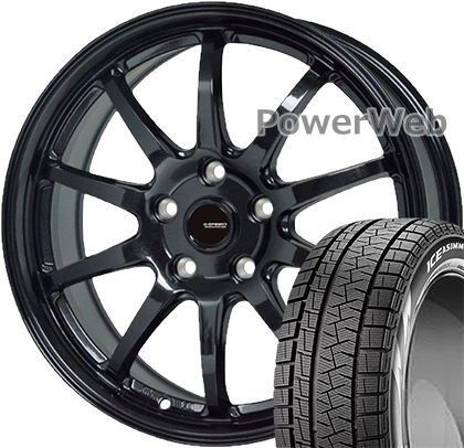 ICE ASIMMETRICO Plus 225/45R18 95Q XL PIRELLI ■G.speed G04 HOT STUFF メタリックブラック 18×7.5 114/5H +48 スタッドレス＆ホイールセット