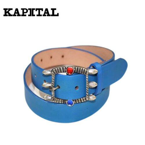 KAPITAL kapital　オイルレザー アトラスディスコバックルベルト K2305XG537　ベルト ブルー スタッズ 革 天然皮革 本革 プレゼント キャピタル メンズ レディース おしゃれ おしゃれベルト レザーベルト 個性的