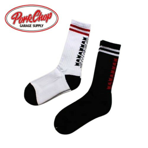 楽天Powwow Trading PostPORKCHOP GARAGE SUPPLY PORK SOX P-22 type-D ポークチョップガレージサプライ ポーク ソックス ブラック ホワイト WHITE BLACK 靴下 pc217