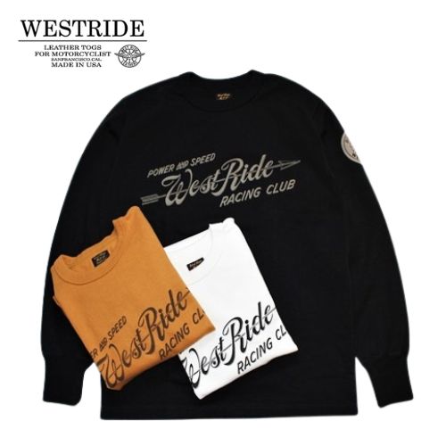 WESTRIDE ウエストライド PT.L.TEE.22-03 L/S Tシャツ 2022FW NEW MODEL「PT.L.TEE.22-03」 ロンt 長袖 長袖tシャツ メンズ メンズTシャツ ブラック ホワイト オーカー 黄土色 38 40 42 44 バイカー バイク バイカーファッション