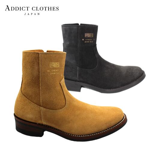 ADDICT CLOTHES アディクトクローズ AB-05SS-CL STEERSUEDE ZIP WESTERN BOOTS ステアスウェード ジップ ウエスタンブーツ メンズ メンズブーツ アメカジ スウェード ステアハイド カウハイド addict clothes 日本製