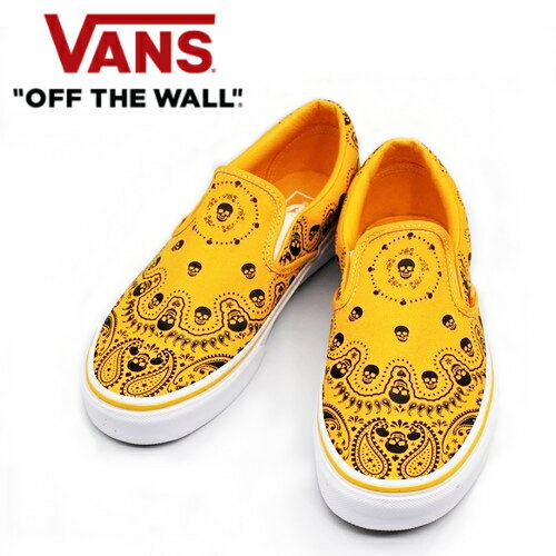 【期間限定SALE】 VANS ヴァンズ classic slip-on クラシックスリッポン スケート スケシュー 靴 レディース レディーススニーカー バンダナ柄 おしゃれ おしゃれスニーカー イエロー 黄色 23cm 5 BANDANA