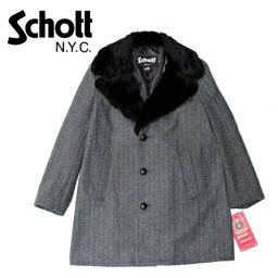 ショット ボアコート メンズ Schott ショット コート ウールコート メンズ ボア襟付き メンズコート 736US HERRINGBONE BOA COLLAR COAT ヘリンボーン 男性コート メンズ トップス 秋 冬 アウター 襟付き ボア付き 男性 ヘリボーン おしゃれ ブランド 大人カジュアル シック