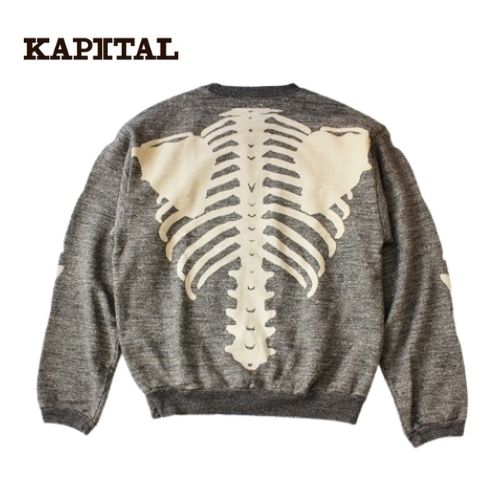 KAPITAL kapital チャコール杢裏毛　BIGクルースウェット（BONE pt） EK-1059 キャピタル