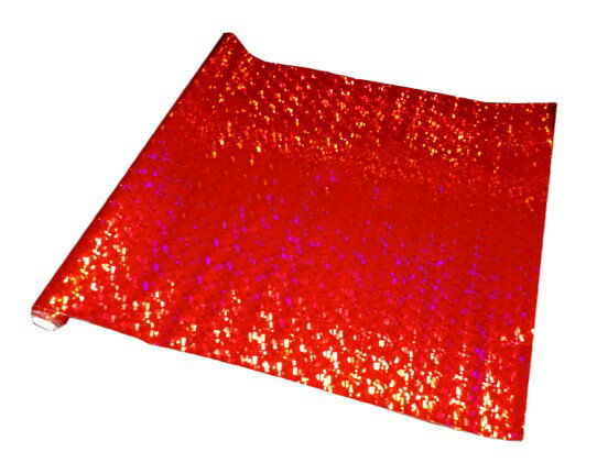乐天商城 - 3608 PPLS ホログラム 合皮シート PU レザー ハンドメイド 生地 130cm×45cm (6) レッド