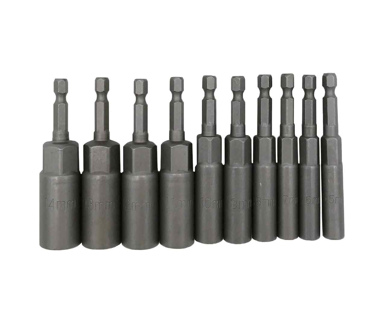 4052 PPLS 深型 六角ソケットビットセット 5.5mm～14mm ナット用 ロングタイプ 電動ドライバー対応 10本組