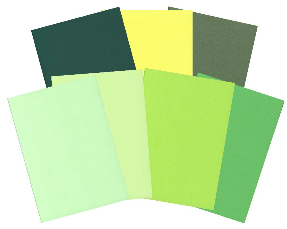 超厚口相当(約0.2mm)のA4カラーペーパーです。 7色×2枚ずつ、計14枚入りのセットです。 無地ですので図画工作、ハンドクラフト、製本など様々な場面で応用が利きます。 明るいライム系から深みのあるフォレストグリーンまでの緑系トーンに、爽やかな印象のパール調カラーを組み合わせました。 お客様のアイディアの実現にお役立てください。