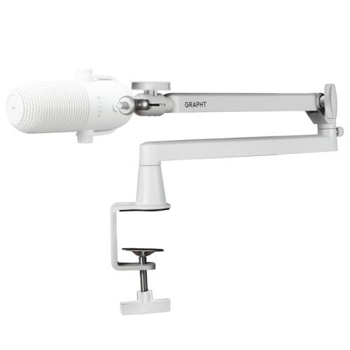 Rakuten - GRAPHT マイクアーム ロープロファイル MICROPHONE ARM ピュアホワイト耐荷重 2kg 360度回転 角度調節可能 3/8 5/8 マイククリップ付き クランプ式 配信 レコーディング ゲーム実況 ストリーミング