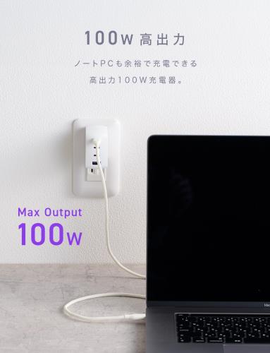 CIO NovaPort QUADII 100W 4ポート 急速充電器 [世界最小級 CIO独自技術 NovaIntelligence NovaEngine搭載] USB-typeC×3 type-A×1 ACアダプター コンセント 軽量 Macbook Pro Windows iPhone 17 / Air / 16 / 15 Android Galaxy iPad ノートPC (ホワイト) 3