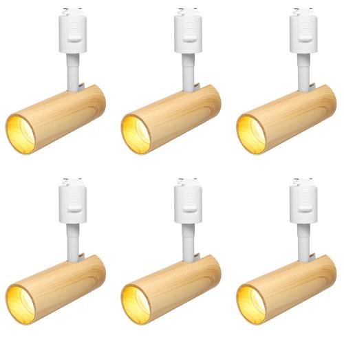 SPAHER ライティングレール用スポットライト LED ダクトレール 照明 100W相当 植物育成ライト 取付け簡単 角度調節可能 電球不要 照明器具 明るい おしゃれ 玄関 リビング キッチン インテリア 10W 1200LM 木目調（電球色 6個セット） ppp-shop-10020308 ピースリーショップ 楽天市場店 パッケージ画像