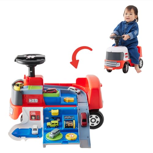 (C)TOMY 対象年齢1～5歳未満長く遊べる乗用&変形ギミック付き 足こぎタイプ最大20kgまで対応の安定設計 収納機能中にトミカ(別売)や小物をしまえる 遊びが広がる開くとトミカ整備ピットに変形! 安心安全国内ST基準に合格。プレゼントにも最適 備考:トミカは付属されていません。