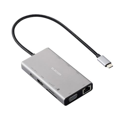 Rakuten - エレコム USB-C ハブ ドッキングステーション 10in1 3画面同時出力（2画面拡張）デュアルディスプレイ対応 HDMI 4K/30Hz VGA USB PD対応 グレー DST-W15