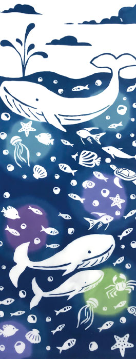 手ぬぐい クジラと魚たち 和布華 てぬぐい 夏...の紹介画像2