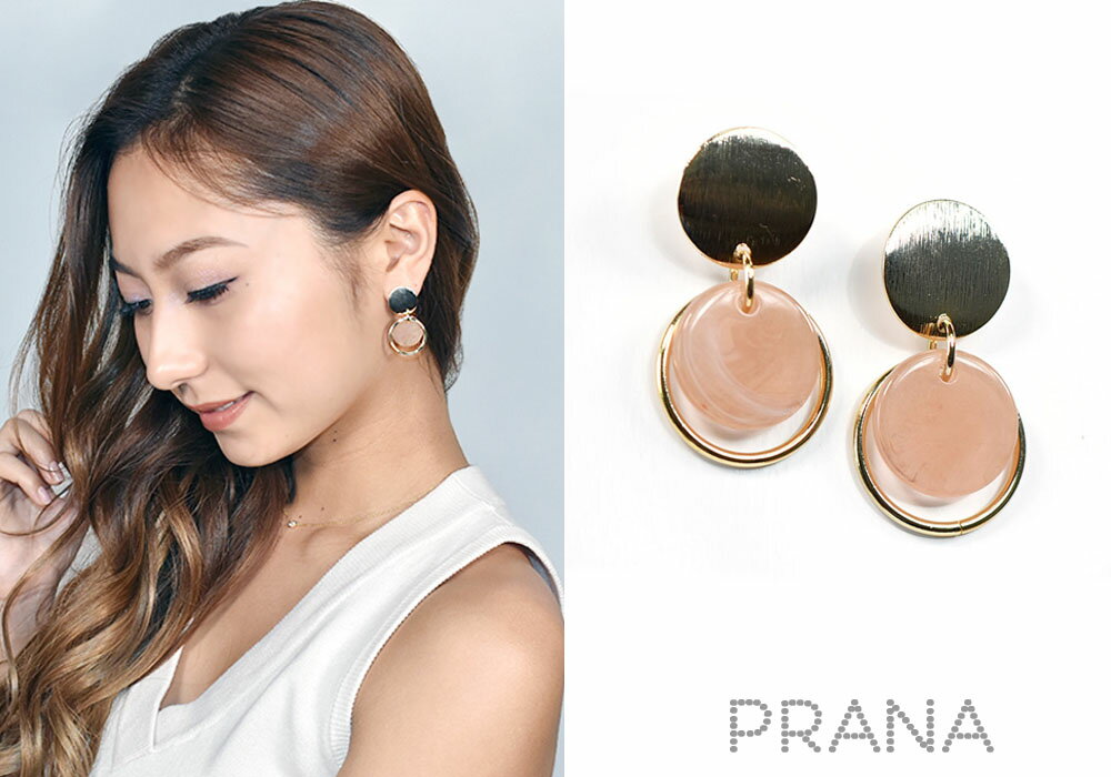 【 受取り不要! ポスト便 送料無料 ☆彡 】 アレルギーフリー マーブル サークル ダブル プレート 樹脂 メタル フレーム リング ラウンド スタッド ピア...