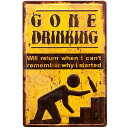 アンティークメタルエンボスプレート(S)AntiqueMetal Emboss PlateS-Size【Z83−GONE DRINKING】
