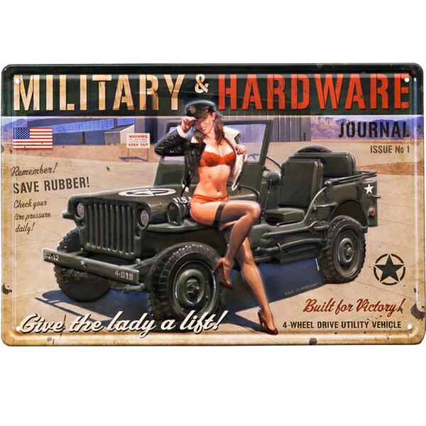 アンティークメタルエンボスプレート(S)AntiqueMetal Emboss PlateS-Size【Z-264－MILITARY GIRL】