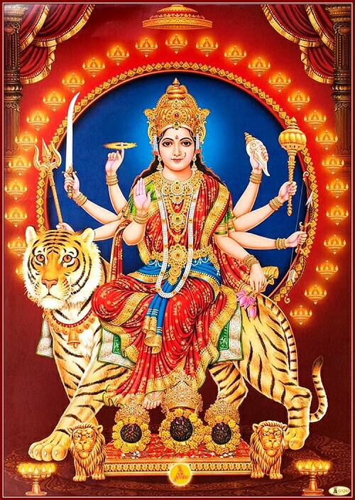 インドの神様 ドゥルガー神お守りカード×1枚[007]India God【Durga】Small Card (Charm)【戦い】【破壊】【殺戮】【討伐】【戦争】【勝利】【正義】【新生】