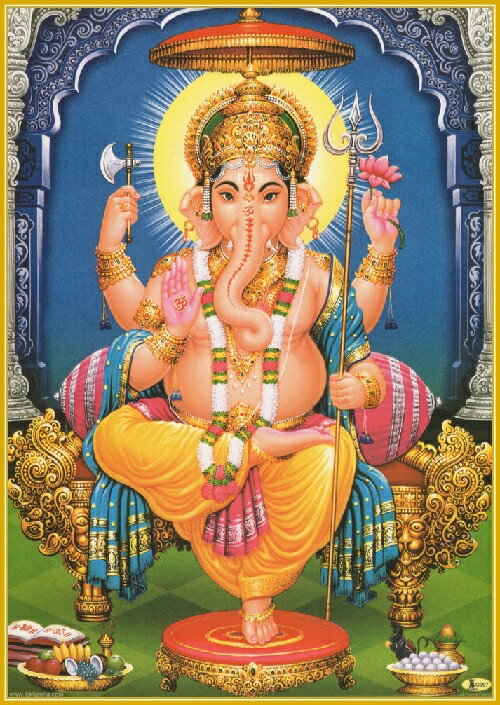 インドの神様 ガネーシャ神お守りカード×1枚[024]India God【Ganesa】Small Card (Charm)【富】【商業】【学問】【繁栄】【成功】【群衆の長】