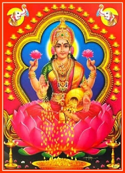 インドの神様 ラクシュミー神のお守りカード(小)[019] India God【Laxmi】Small Card(Charm) ※Business card size 日本でも有名なインドの神様、ラクシュミー神の小さなカードです。 名刺サイ...