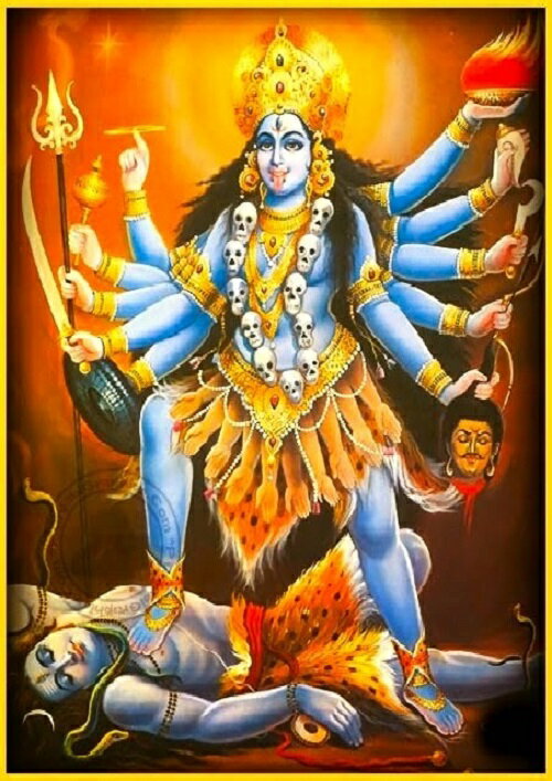 インドの神様 カーリー神お守りカード×1枚[013]India God【Kali】Small Card (Charm)【黒】【黒色】【黒き者】【黒き母】【時】【時間】【血】【殺戮】【破壊】
