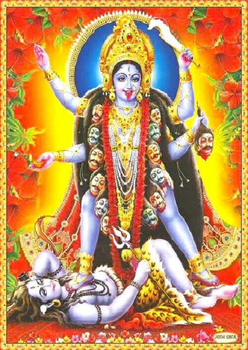 インドの神様 カーリー神お守りカード×1枚[016]India God【Kali】Small Card (Charm)【黒】【黒色】【黒き者】【黒き母】【時】【時間】【血】【殺戮】【破壊】