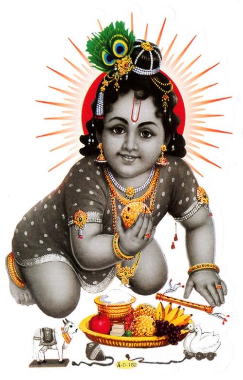 インドの神様 クリシュナ神(幼少期)のステッカー(中)×1枚[D-182M]India God【krishna】Medium Sticker(charm) 【神聖】【知】【愛】【美】【魅力】【魅了】【お守り】