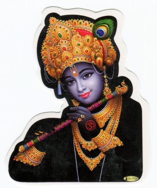 インドの神様 クリシュナ神のステッカー(小)×1枚[D-1759S]India God【krishna】Small Sticker(charm) 【神聖】【知】【愛】【美】【魅力】【魅了】【お守り】