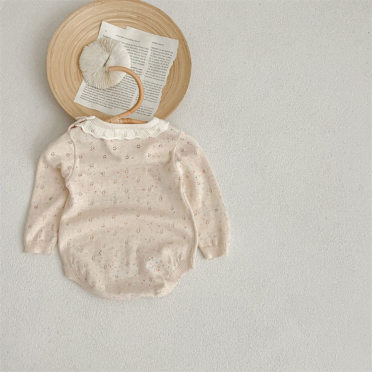 ベビー ロンパース 女の子 長袖 新生児 ニット セーター フリル襟 カバーオール ベビー服 キッズ おしゃれ 赤ちゃん 幼児 ロンパース 秋冬用 出産祝い 衣装 可愛い ナチュラル シンプル カジュアル 春