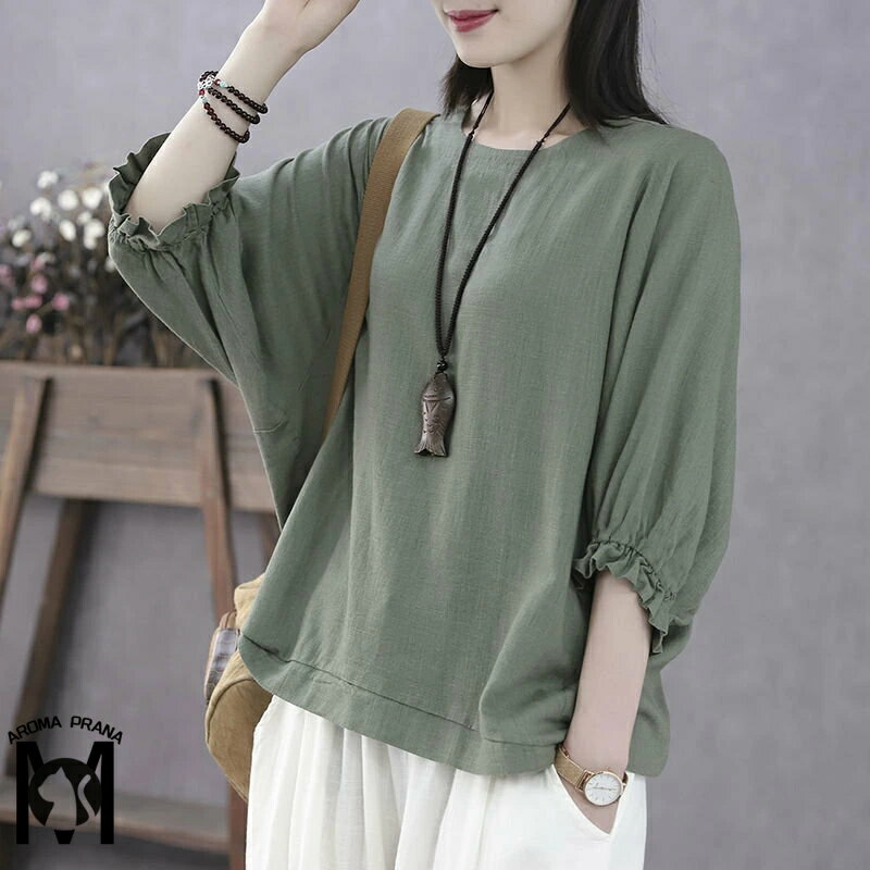 ブラウス 五分袖 tシャツ レディース 夏 ブラウス トップス フリル袖 半袖 チュニック ブラウス ドルマン ドロップショルダー 白シャツ 無地 シャツブラウス 大きいサイズ アウター 春 5分袖 体型カバー お洒落 カジュアル風 フリル 可愛い シャツ ブラウス 春 秋 送料無料