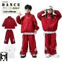 キッズ ダンス衣装 ヒップホップ 赤 セットアップ 長袖 トップス 女の子 男の子 トレーナー ファスナー ハイネック ウインドブレーカー ゴム裾 韓国 Y2K...