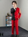 男の子カジュアルスーツセット パンツセット 切り替えジャケット スーツパンツ 長袖ワイシャツ 肩章あり ジャズダンス衣装 ジュニア フォーマル リボン キッズス...