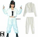 キッズダンス衣装 ジャズ ヒップホップ 女の子ジャズダンス衣装 女の子スーツセット カジュアルダンス衣装 白スーツジャケット+パンツ かっこいい演出服 個性 ステージ衣装 jazz hiphop 子供演出服 社交ダンス 衣装 練習着 レッスン着 110-180cm