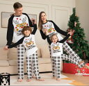 親子ペアルック トナカイ柄 ルームウェアパジャマ チェック柄上下セットアップ キッズ/大人パジャマ 家族お揃い 部屋着長袖パジャマ上下セット写真撮影 パジャマ ...